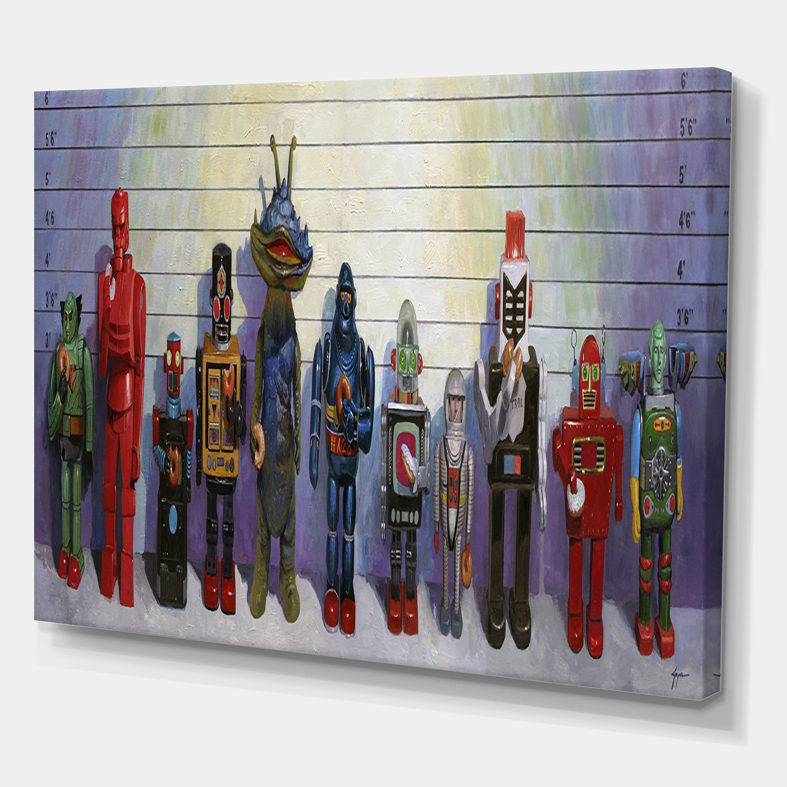 Robots Line Up Usual Suspects II - Modern & Contemporary Gallery-wrapped Canvas