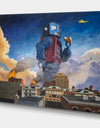 Robot Eating Donut - Modern & Contemporary Premium Canvas Wall Art