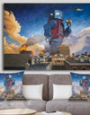 Robot Eating Donut - Modern & Contemporary Premium Canvas Wall Art