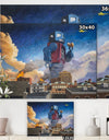 Robot Eating Donut - Modern & Contemporary Premium Canvas Wall Art