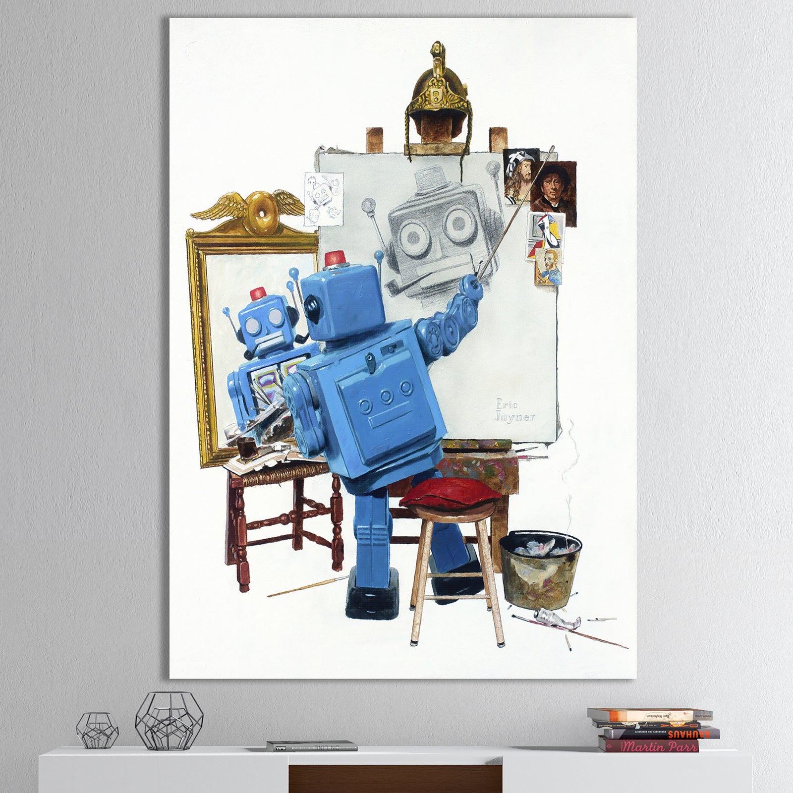 Robot Painting Selfie - Modern & Contemporary Gallery-wrapped Canvas