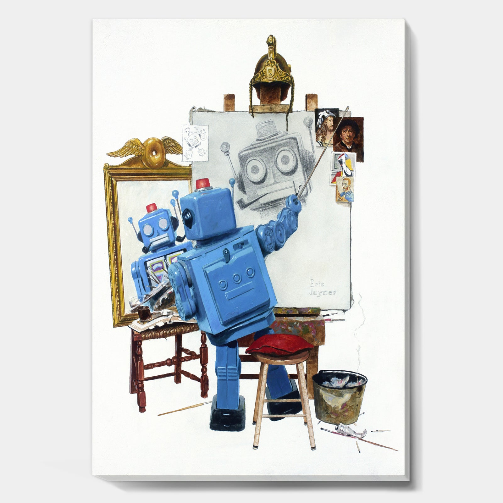 Robot Painting Selfie - Modern & Contemporary Gallery-wrapped Canvas