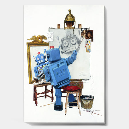 Robot Painting Selfie - Modern & Contemporary Gallery-wrapped Canvas
