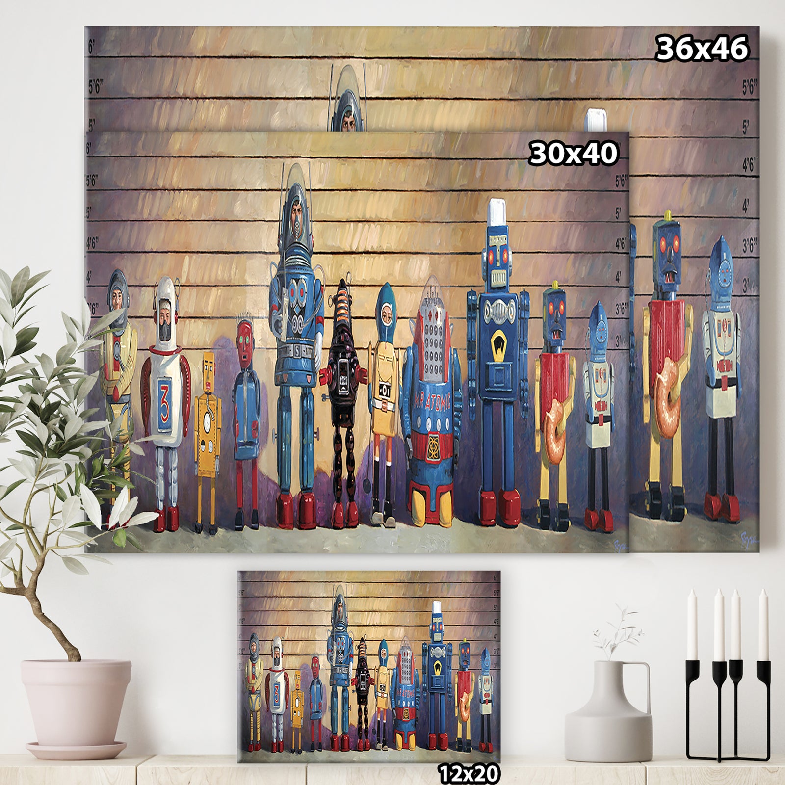 Robots Line Up Usual Suspects I - Modern & Contemporary Canvas Art Print
