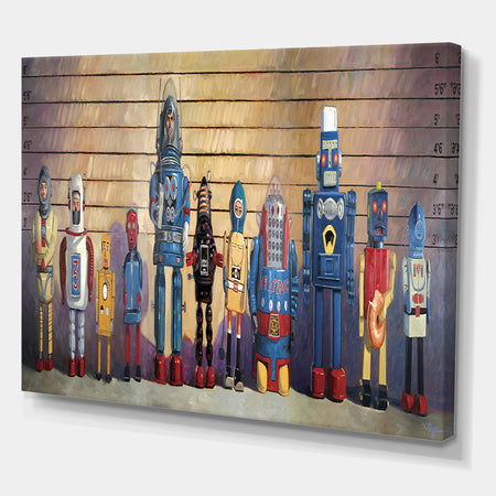 Robots Line Up Usual Suspects I - Modern & Contemporary Canvas Art Print