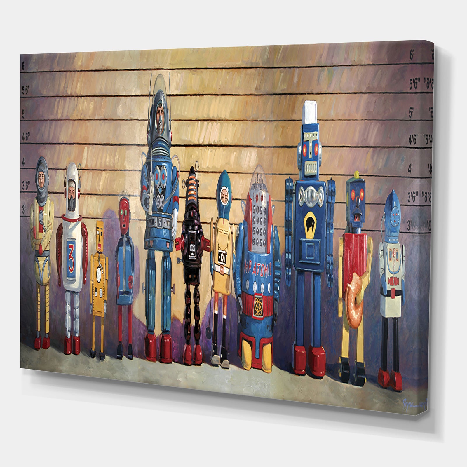 Robots Line Up Usual Suspects I - Modern & Contemporary Canvas Art Print