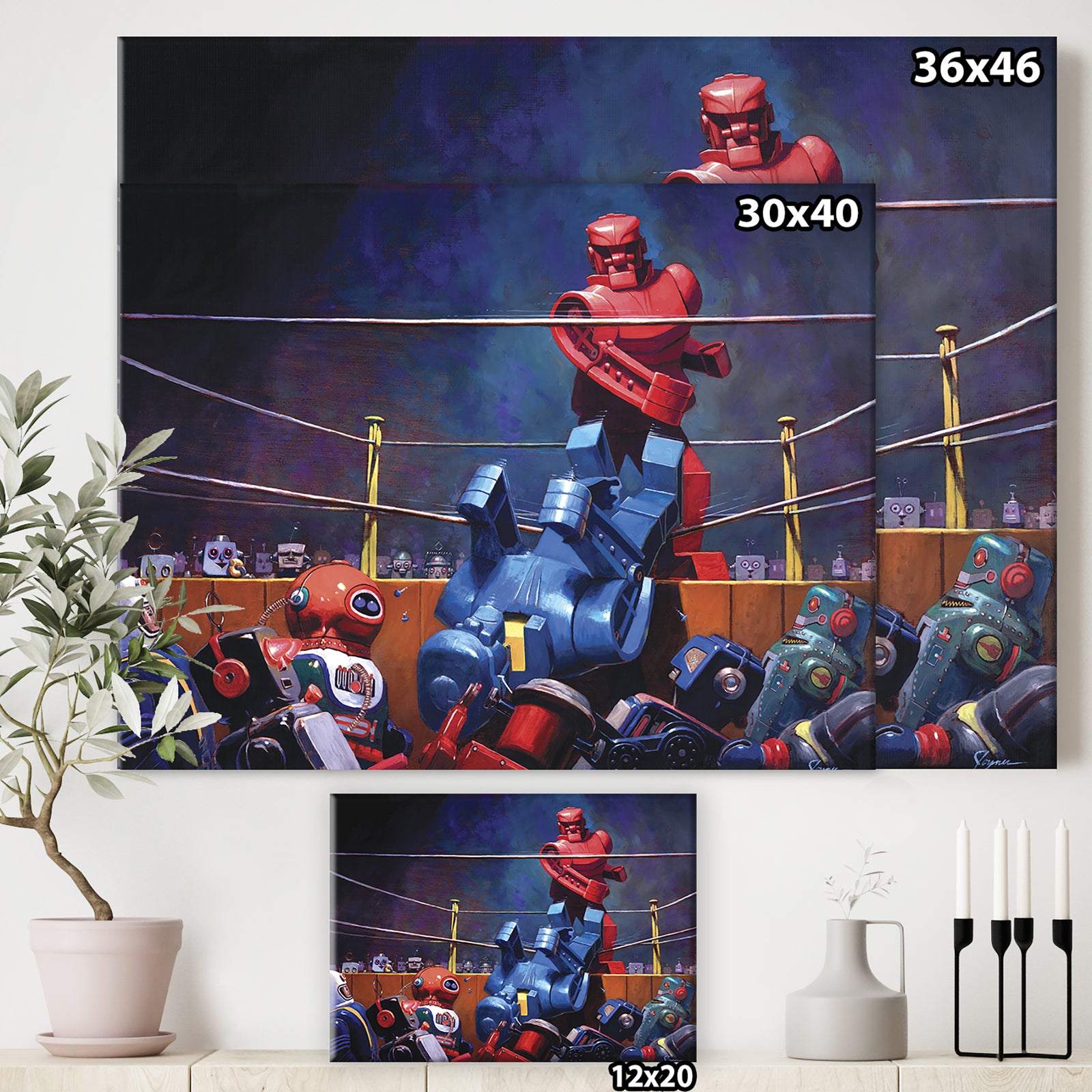 Robot Boxing - Modern & Contemporary Premium Canvas Wall Art