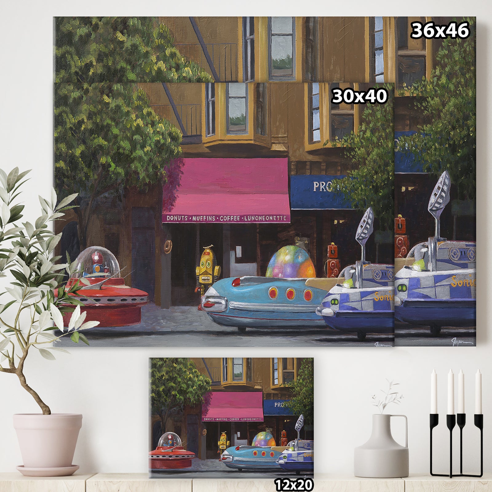 Futuristic Luncheonette For Robots - Modern & Contemporary Canvas Art Print