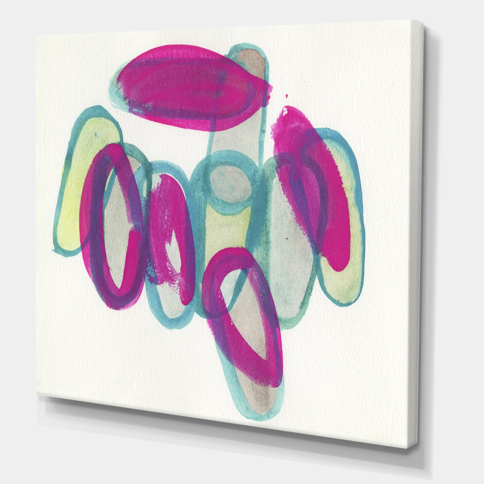 Fuchsia And Blue Scribble I - Mid-Century Modern Premium Canvas Wall Art