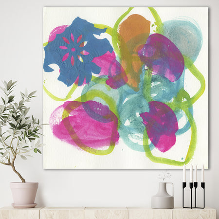 Fuchsia And Blue Scribble II - Mid-Century Modern Canvas Wall Art