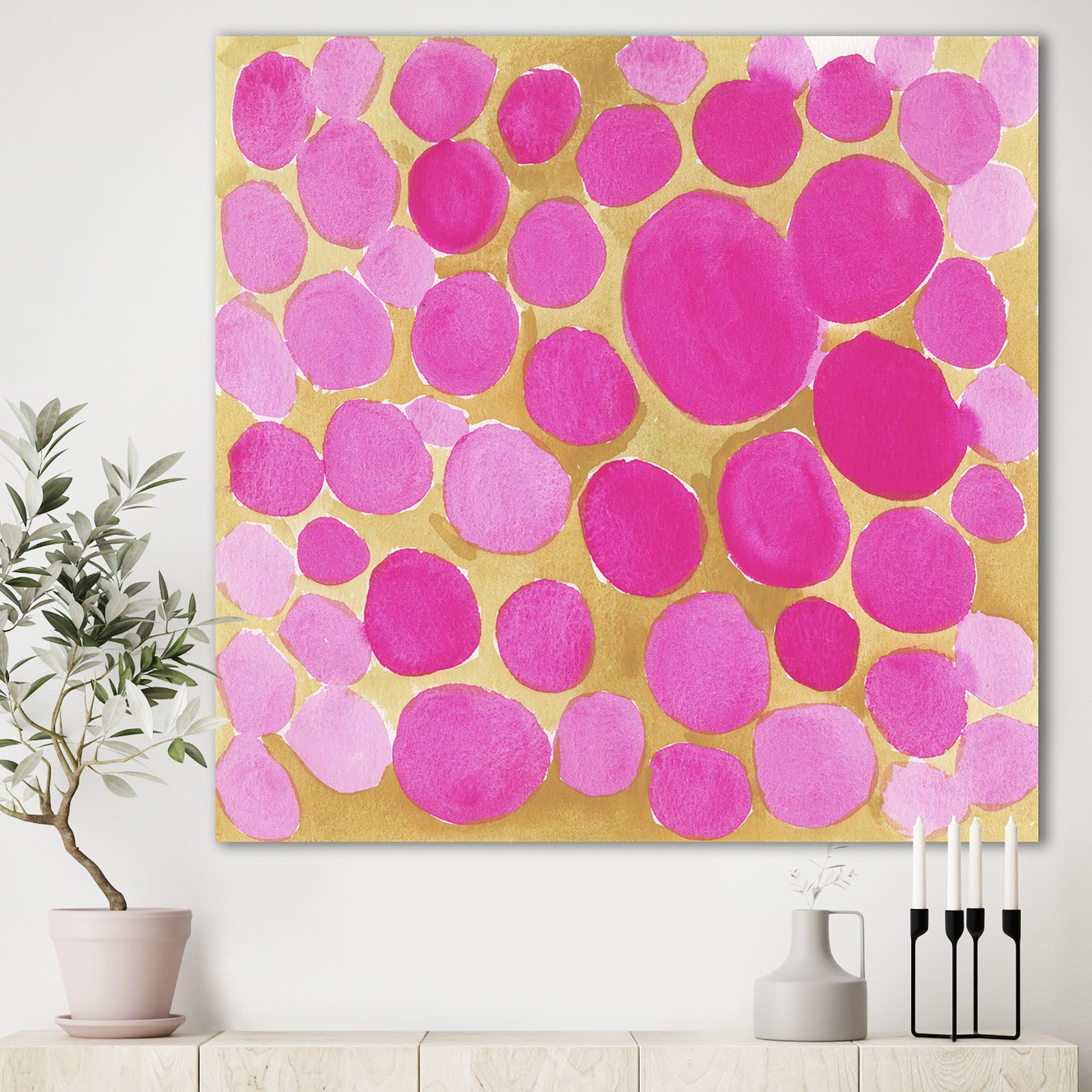 Pink Pebbles - Mid-Century Modern Canvas Art Print