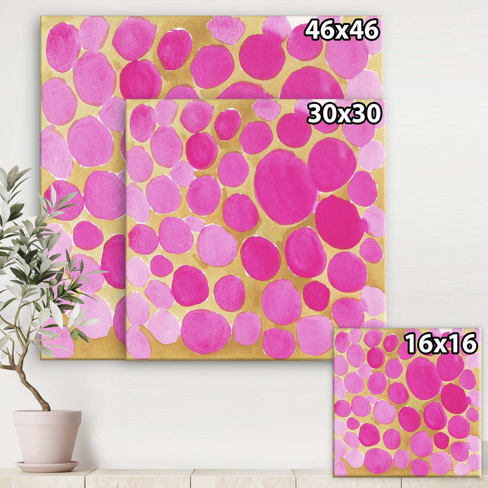 Pink Pebbles - Mid-Century Modern Canvas Art Print
