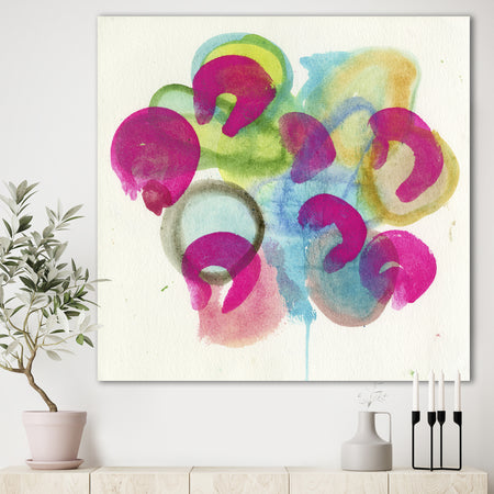 Fuchsia And Blue Scribble III - Mid-Century Modern Gallery-wrapped Canvas