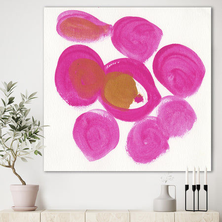 Pink Circular Composition - Mid-Century Modern Canvas Artwork