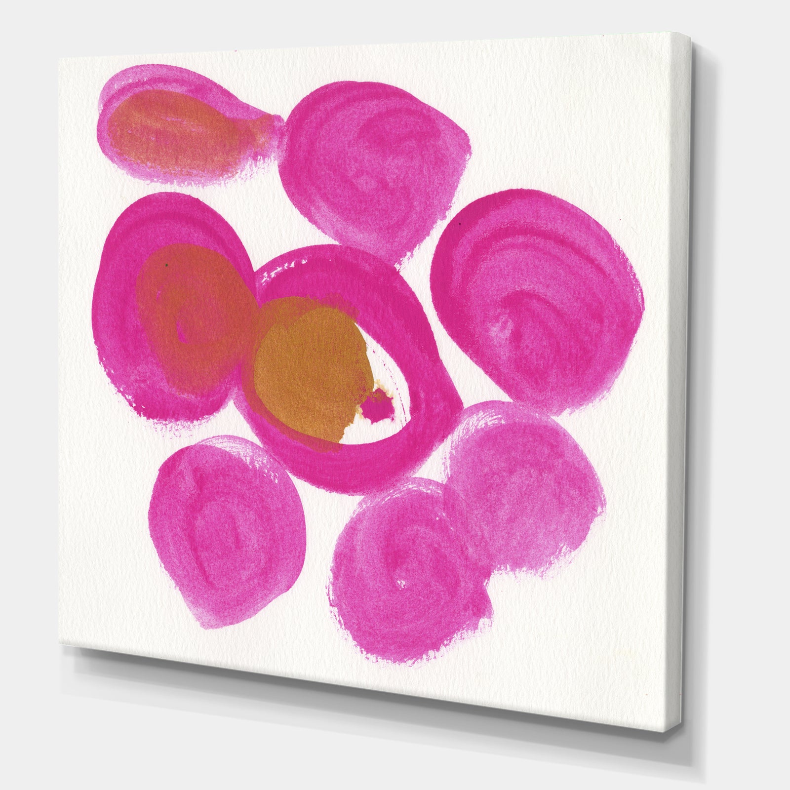 Pink Circular Composition - Mid-Century Modern Canvas Artwork