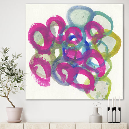 Fuchsia And Blue Scribble III - Mid-Century Modern Premium Canvas Wall Art