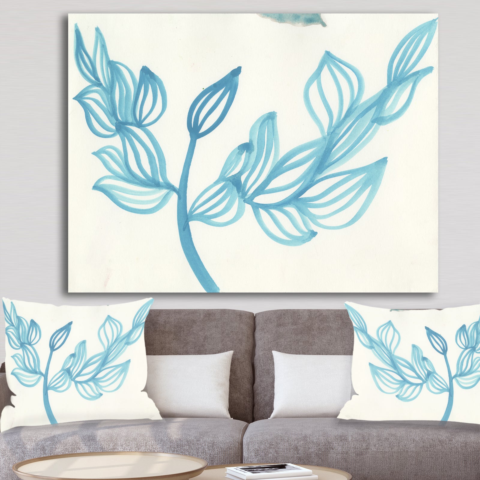 Blooming Blue - Mid-Century Modern Gallery-wrapped Canvas