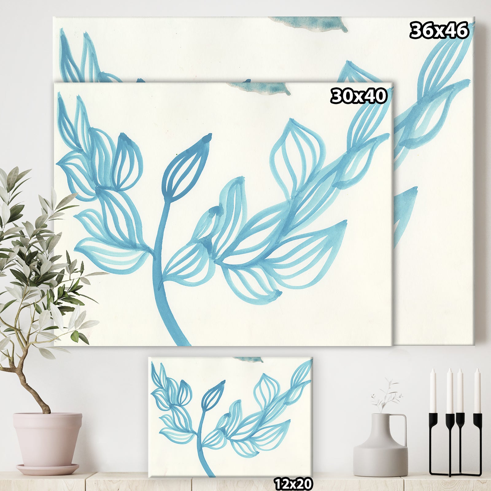 Blooming Blue - Mid-Century Modern Gallery-wrapped Canvas