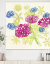 Purple and Blue Dahlias In The Green - Mid-Century Modern Premium Canvas Wall Art