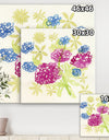 Purple and Blue Dahlias In The Green - Mid-Century Modern Premium Canvas Wall Art