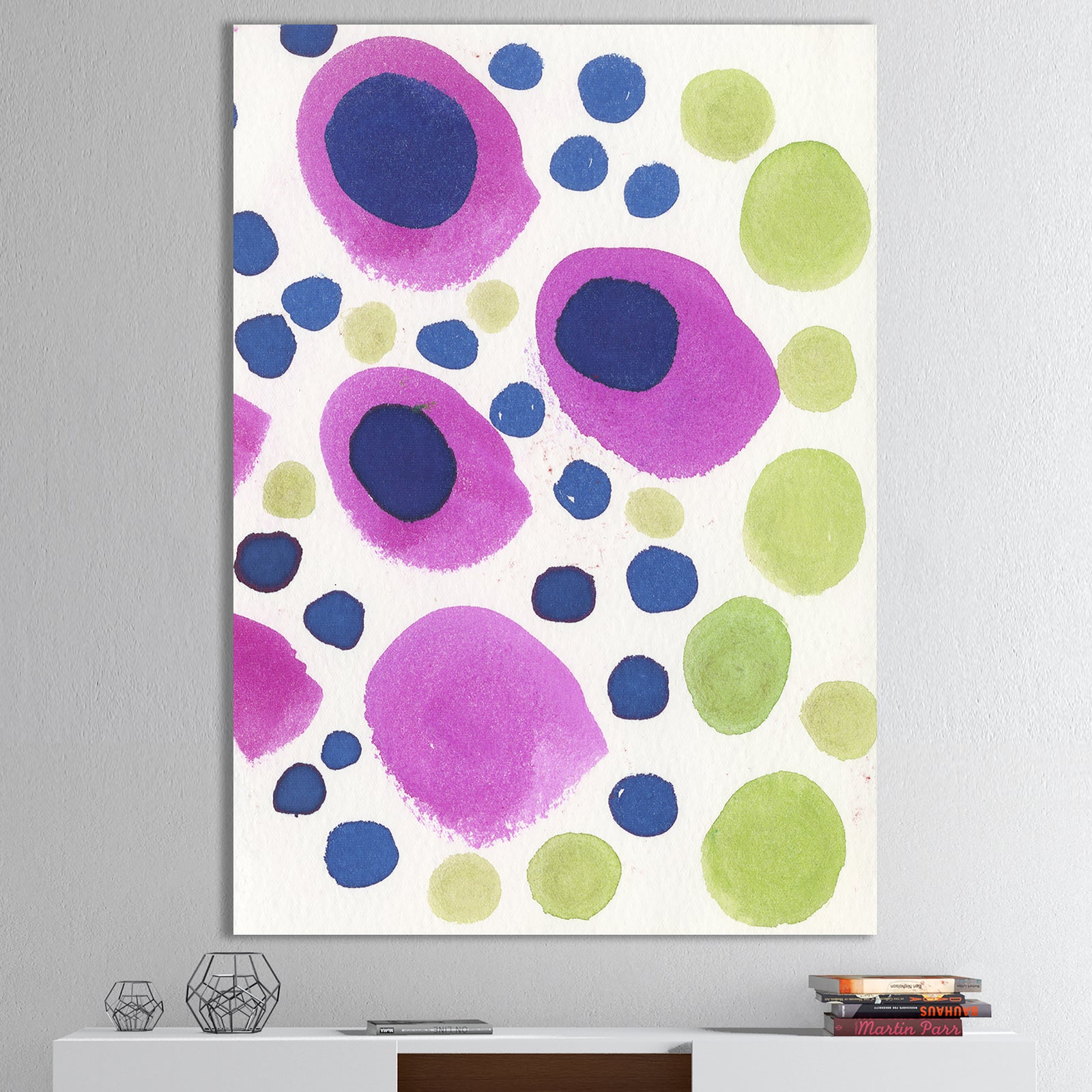 Purple, Green and Blue Circular - Mid-Century Modern Canvas Art Print