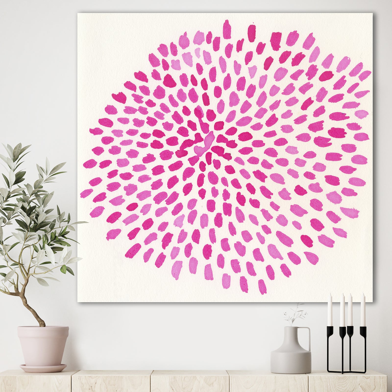 Pink Burst - Mid-Century Modern Canvas Wall Art