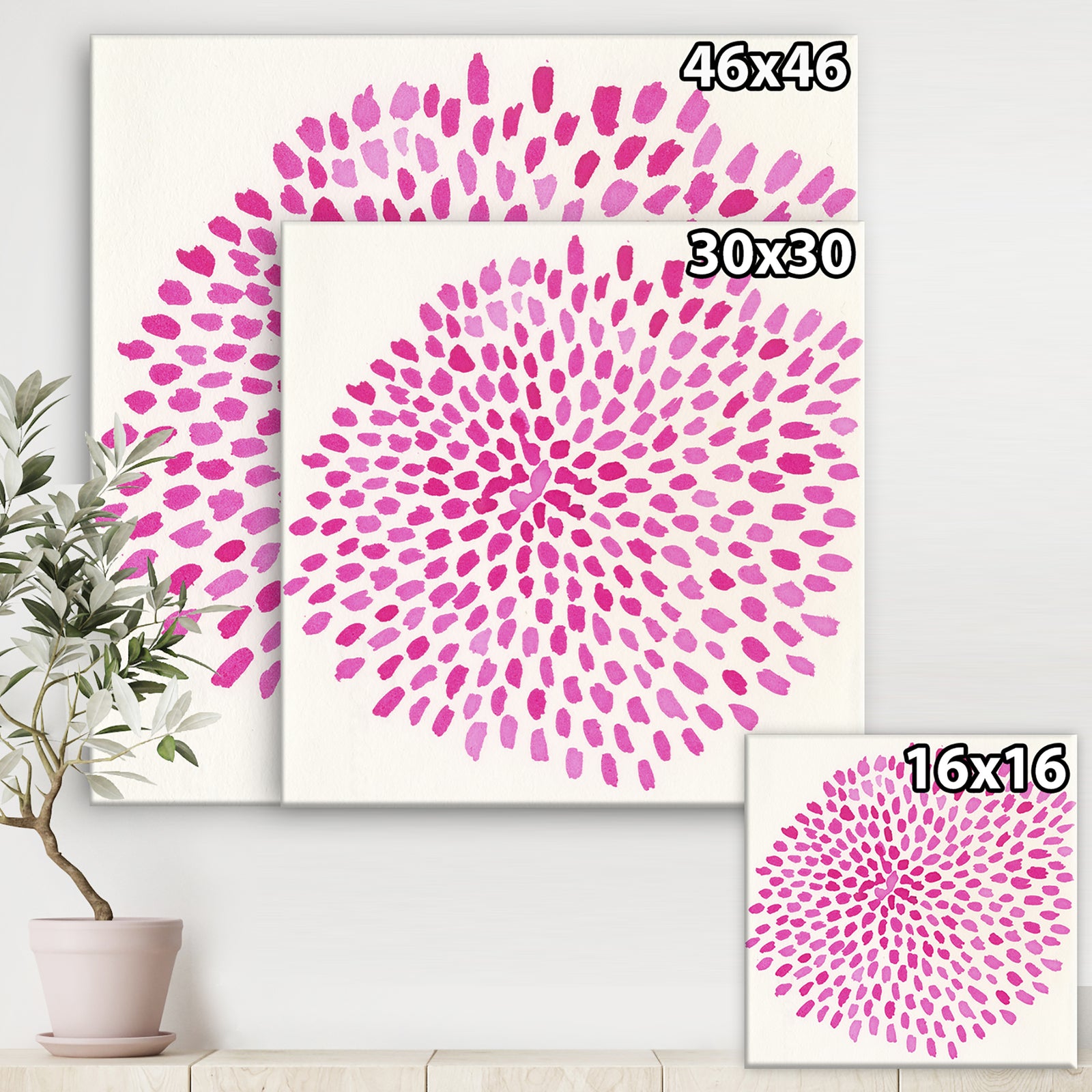 Pink Burst - Mid-Century Modern Canvas Wall Art