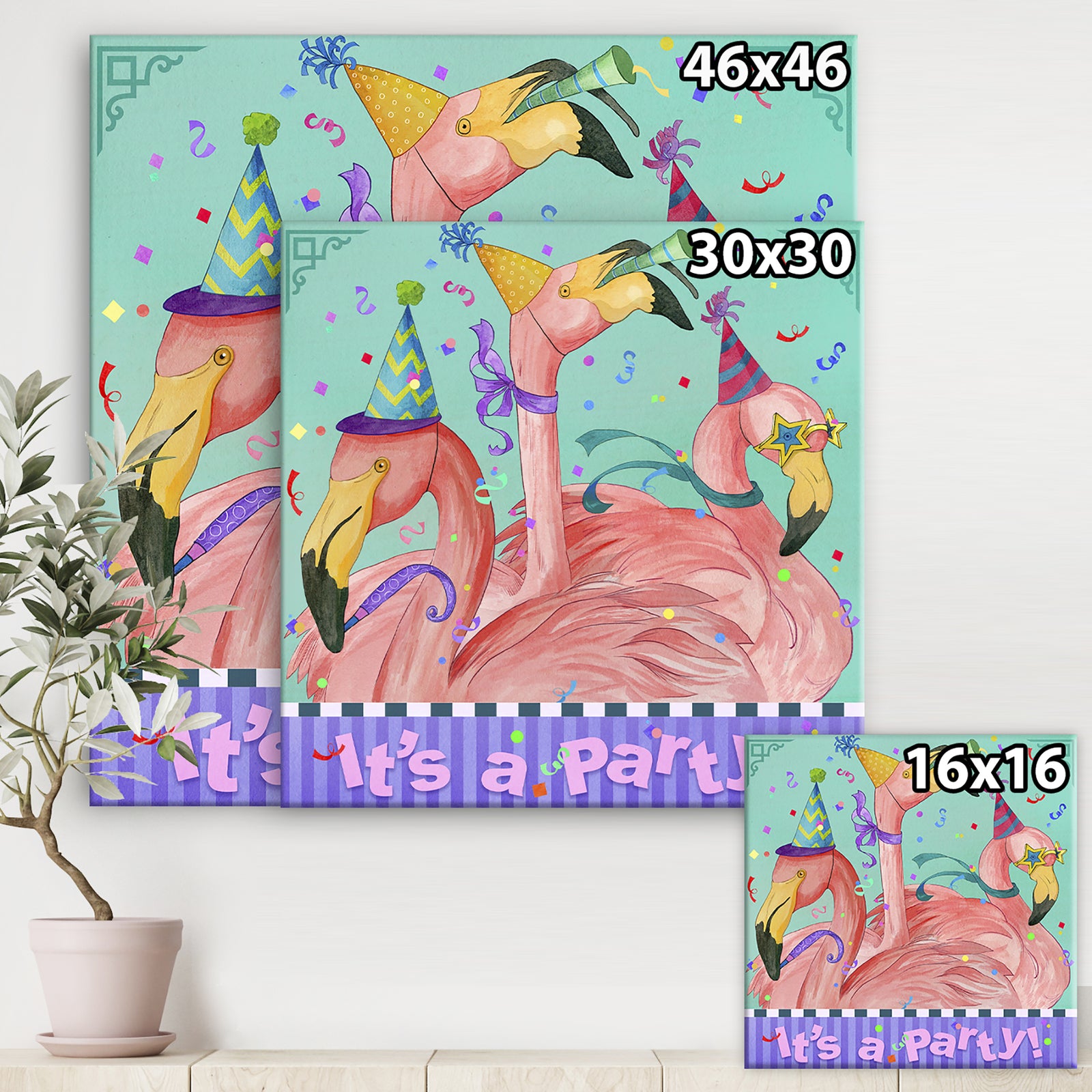 Flamingo Party - Modern & Contemporary Canvas Artwork