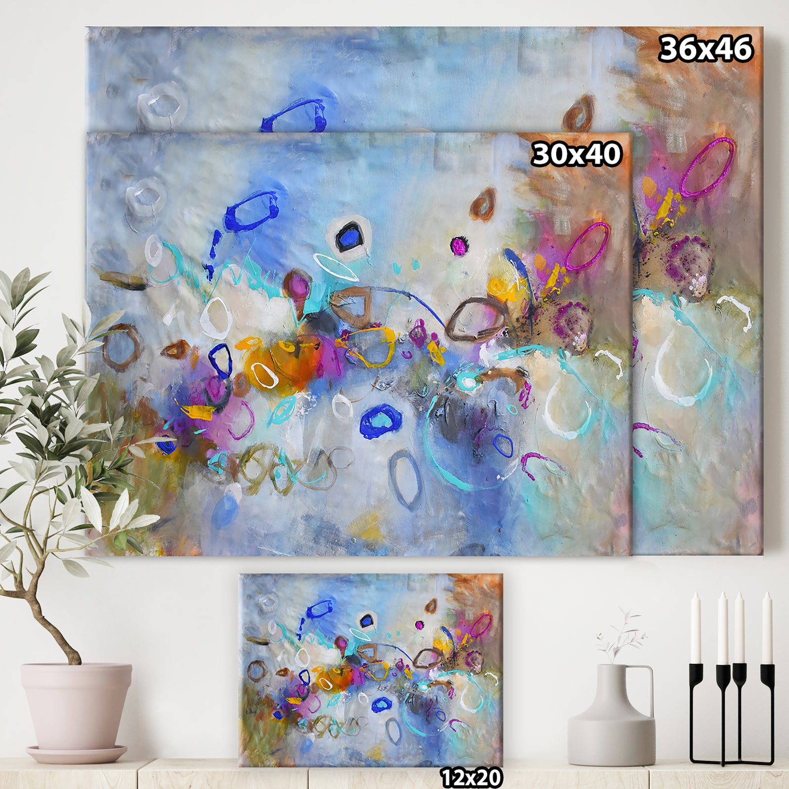 Energetic Dance Of Yellow And Blue - Gallery-wrapped Canvas