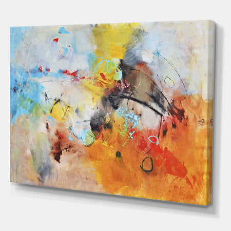 Blue And Yellow Color Spatters II - Modern & Contemporary Canvas Art Print