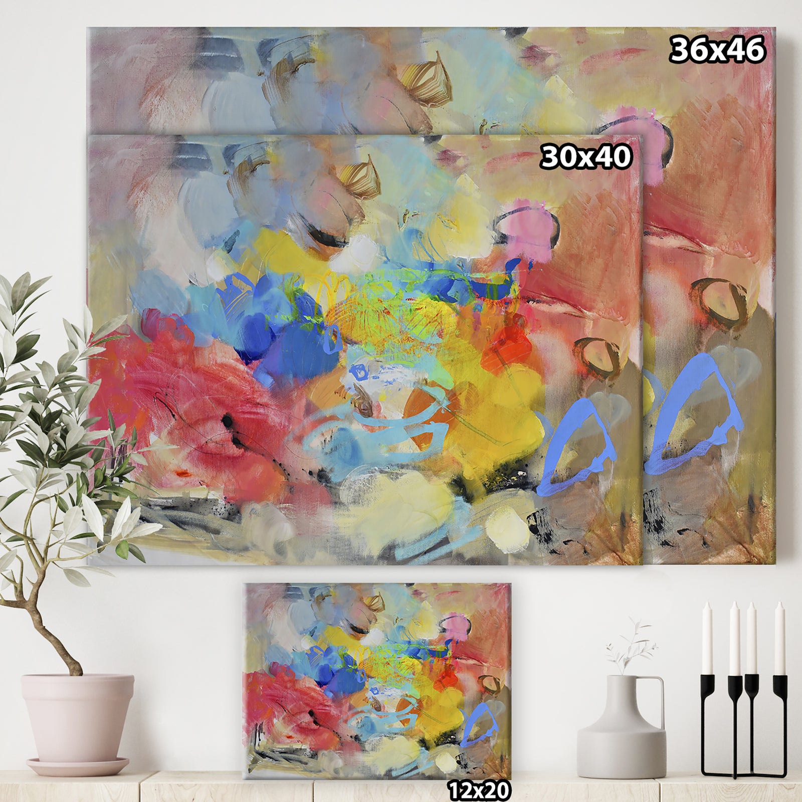 Blue And Yellow Color Spatters III - Modern & Contemporary Gallery-wrapped Canvas