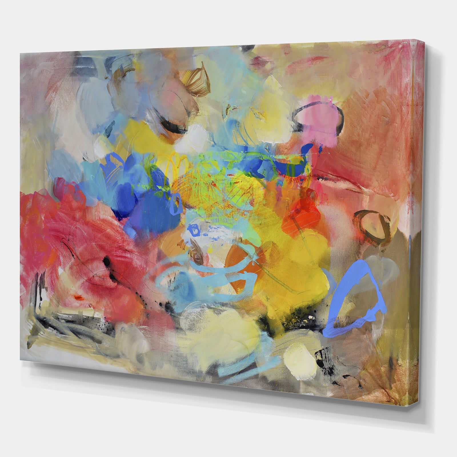 Blue And Yellow Color Spatters III - Modern & Contemporary Gallery-wrapped Canvas