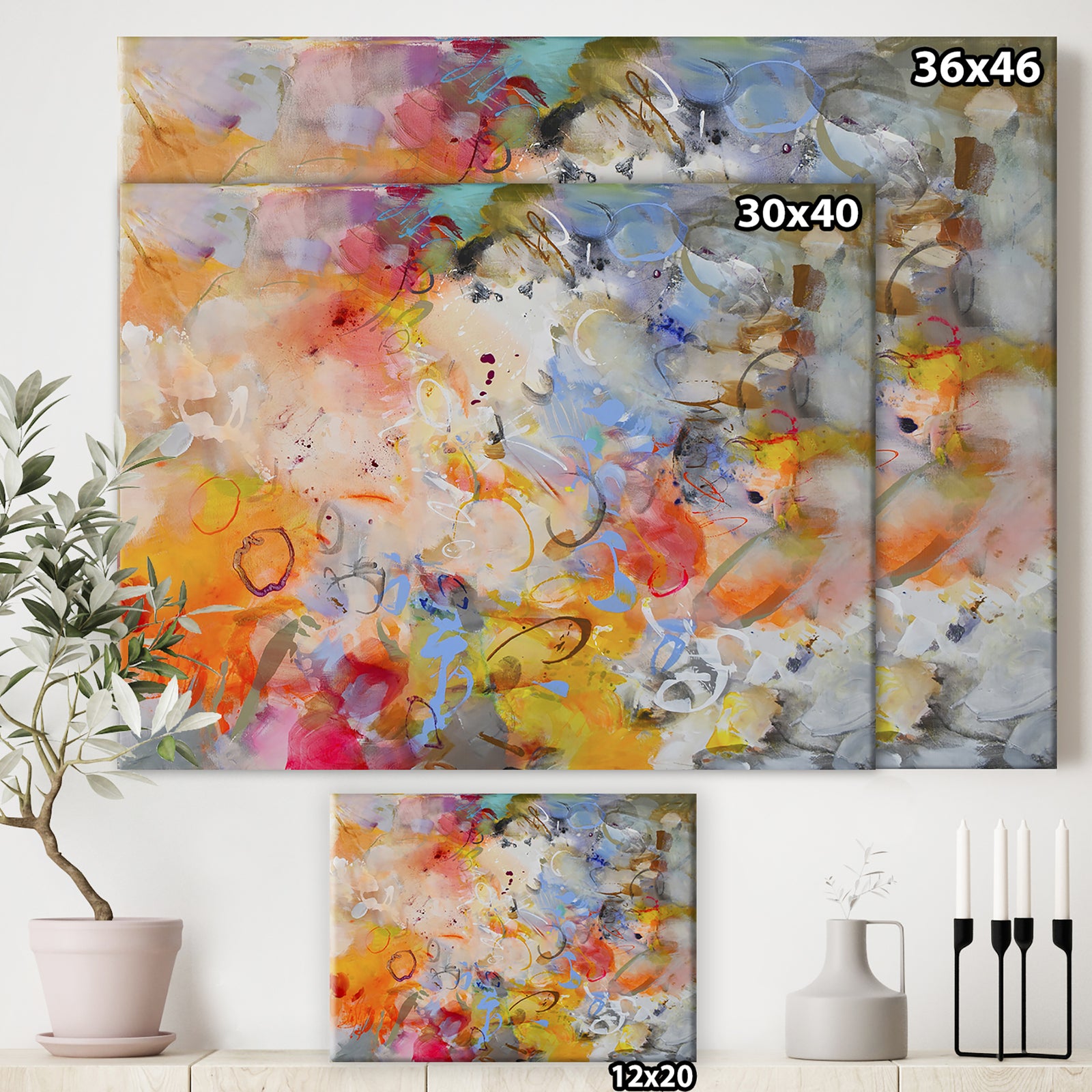 Blue And Yellow Color Whirls - Modern & Contemporary Premium Canvas Wall Art