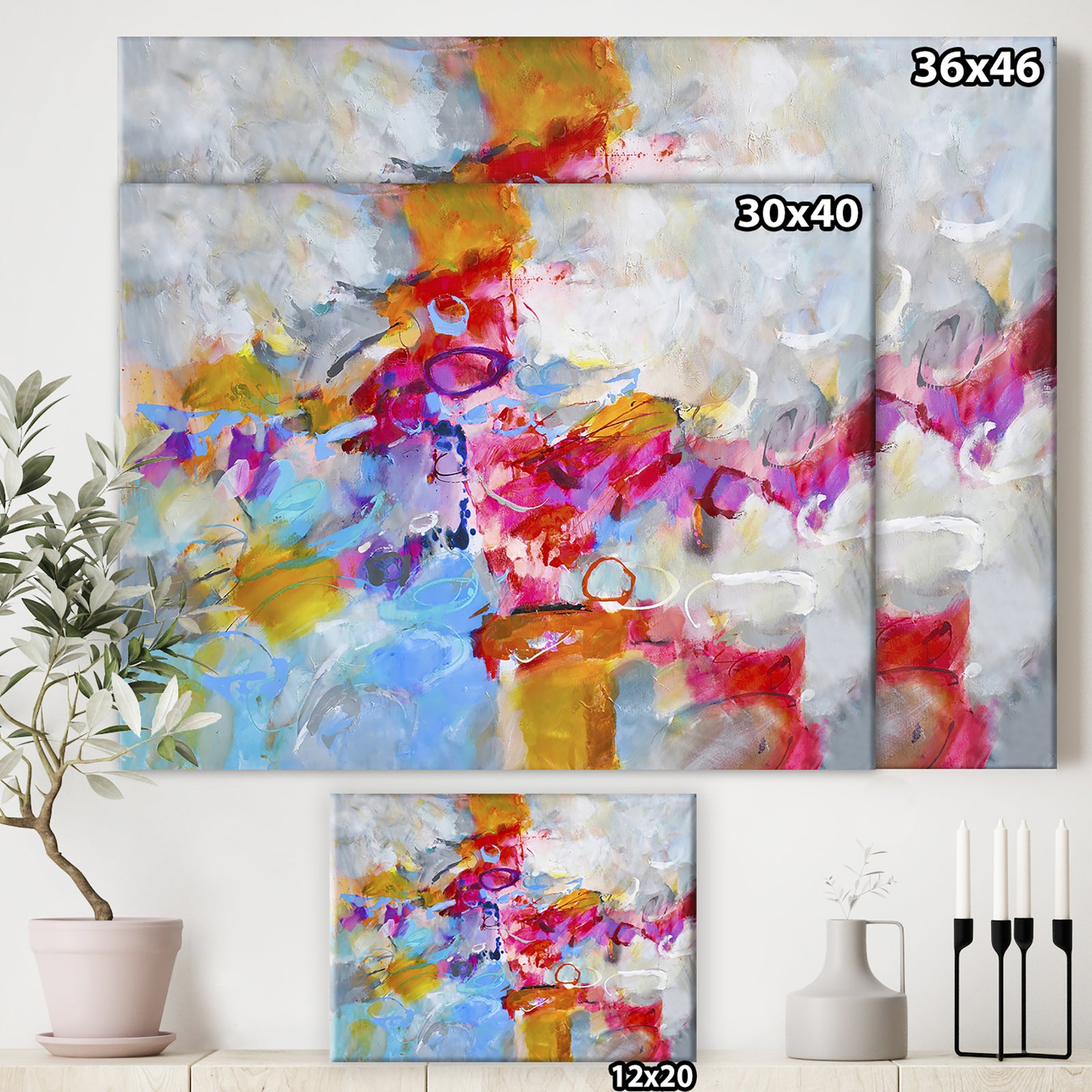 Blue And Yellow Color Spatters IV - Modern & Contemporary Canvas Wall Art