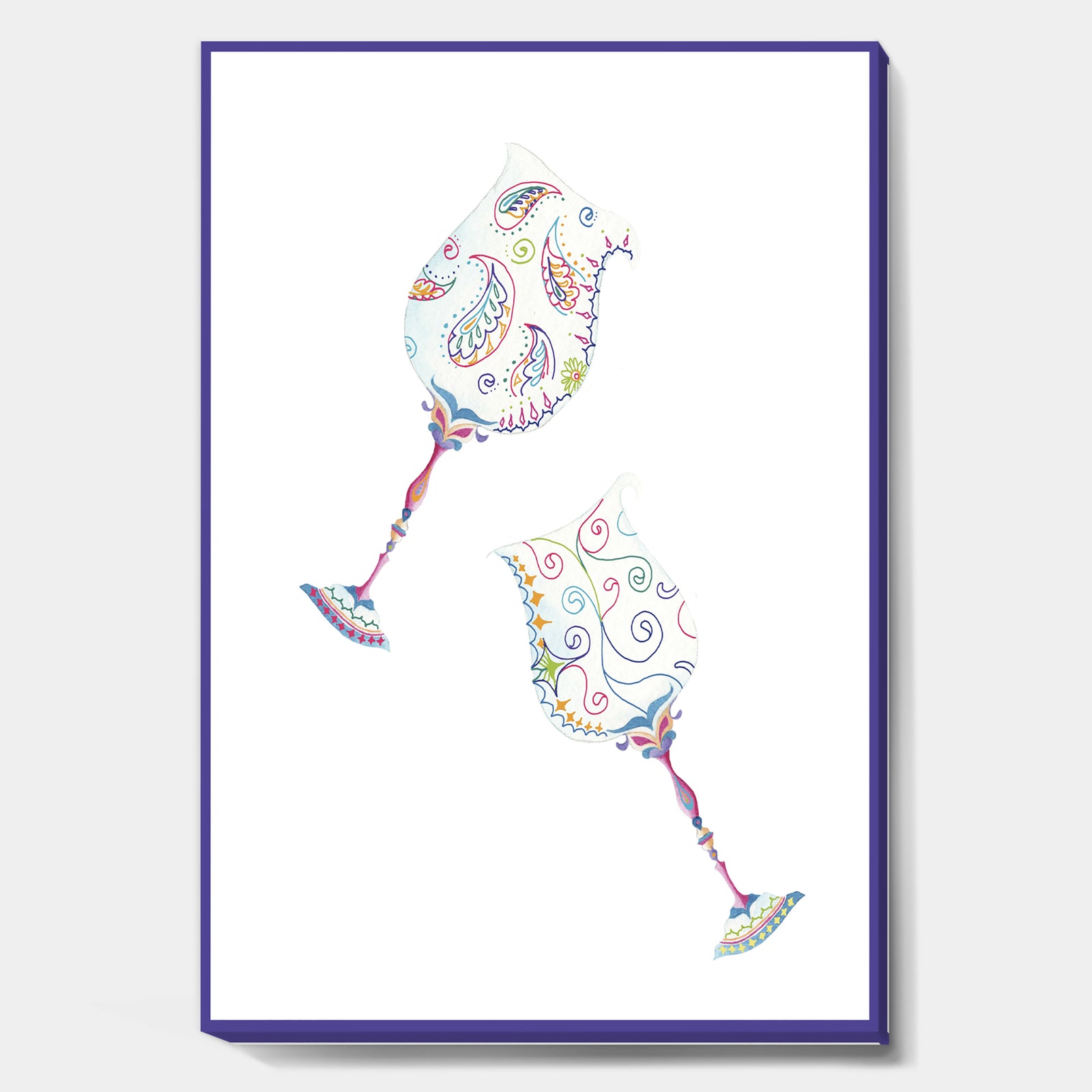Crystal Paisley Wineglasses - Fashion Premium Canvas Wall Art