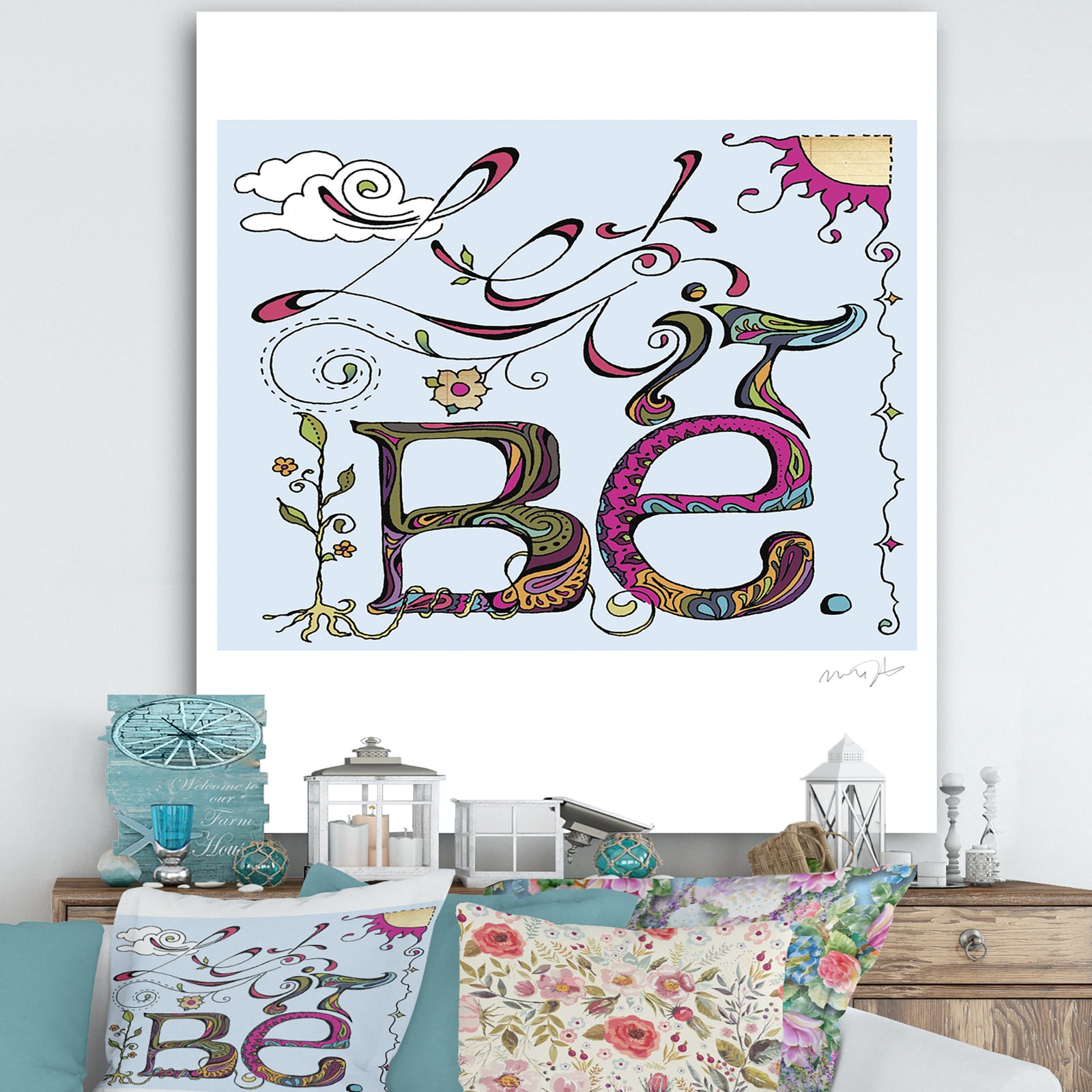Let It Be Flower Power - Cottage Canvas Wall Art