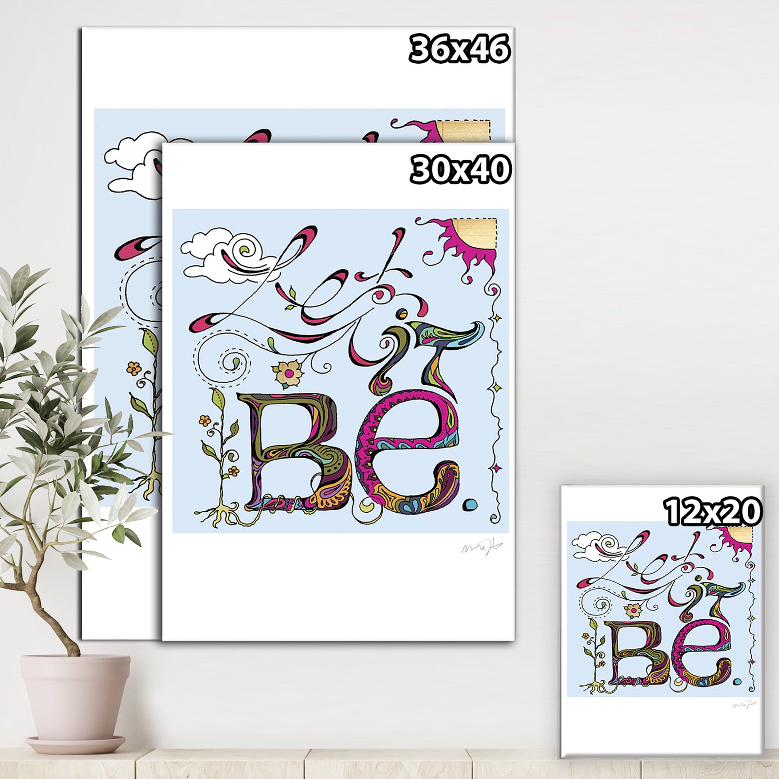 Let It Be Flower Power - Cottage Canvas Wall Art