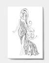 Handdrawn Stylish Woman in Beautiful Dress - Modern & Contemporary Canvas Artwork
