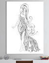 Handdrawn Stylish Woman in Beautiful Dress - Modern & Contemporary Canvas Artwork
