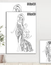 Handdrawn Stylish Woman in Beautiful Dress - Modern & Contemporary Canvas Artwork