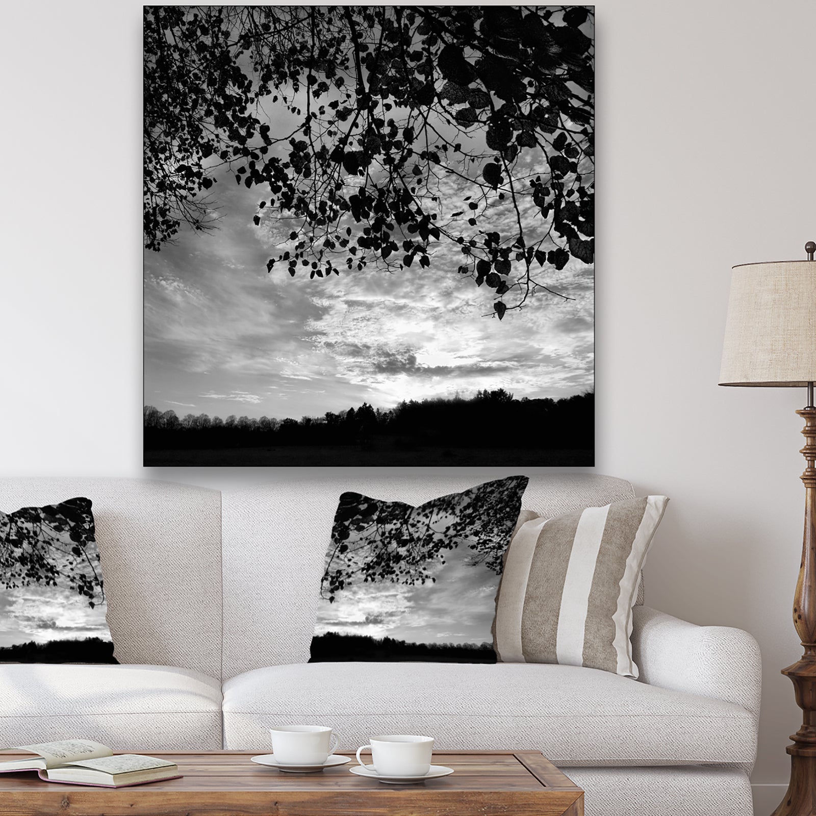 Sundown Square B&W - Cottage Premium Canvas Wall Art