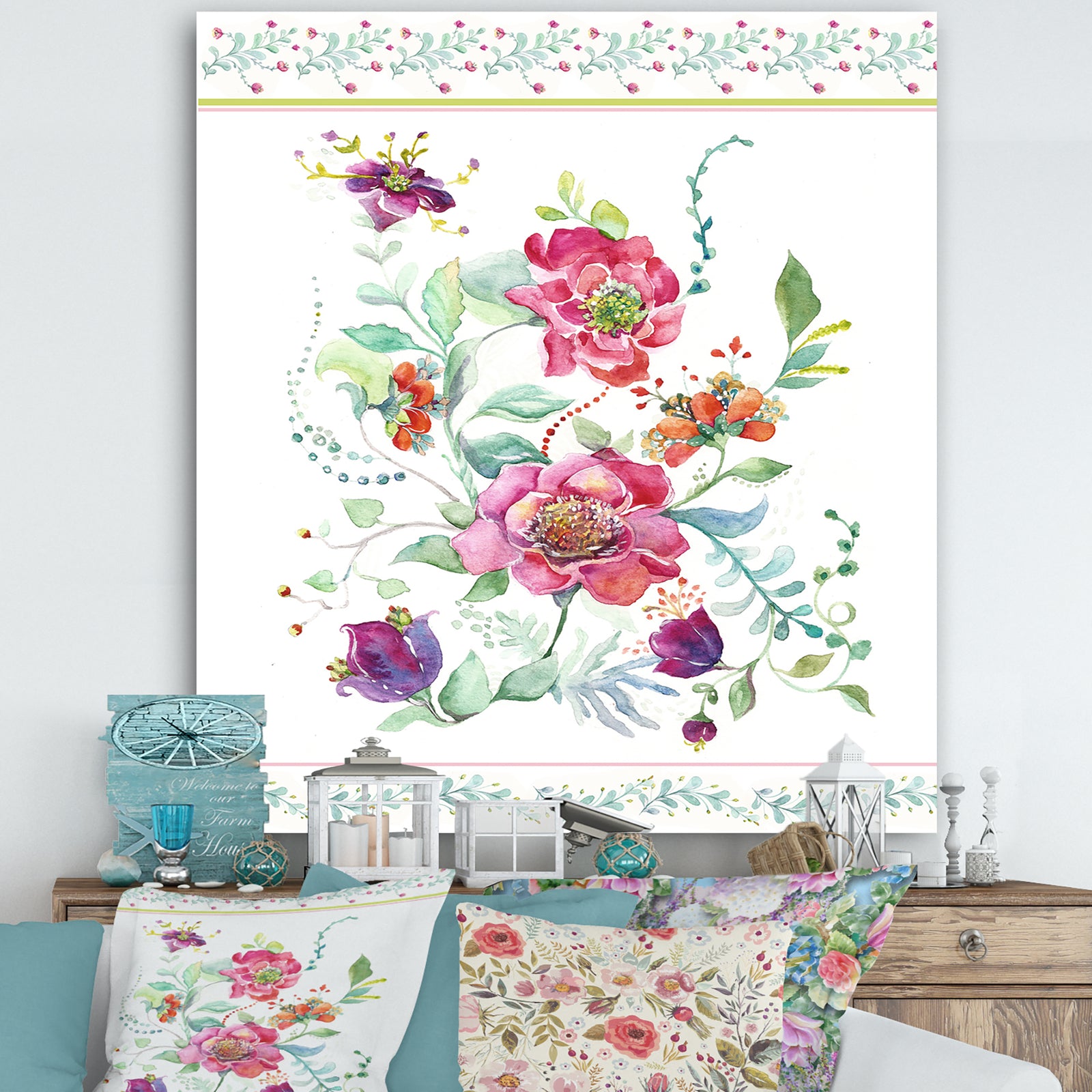 Sophisticated Flowers II - Cottage Canvas Artwork