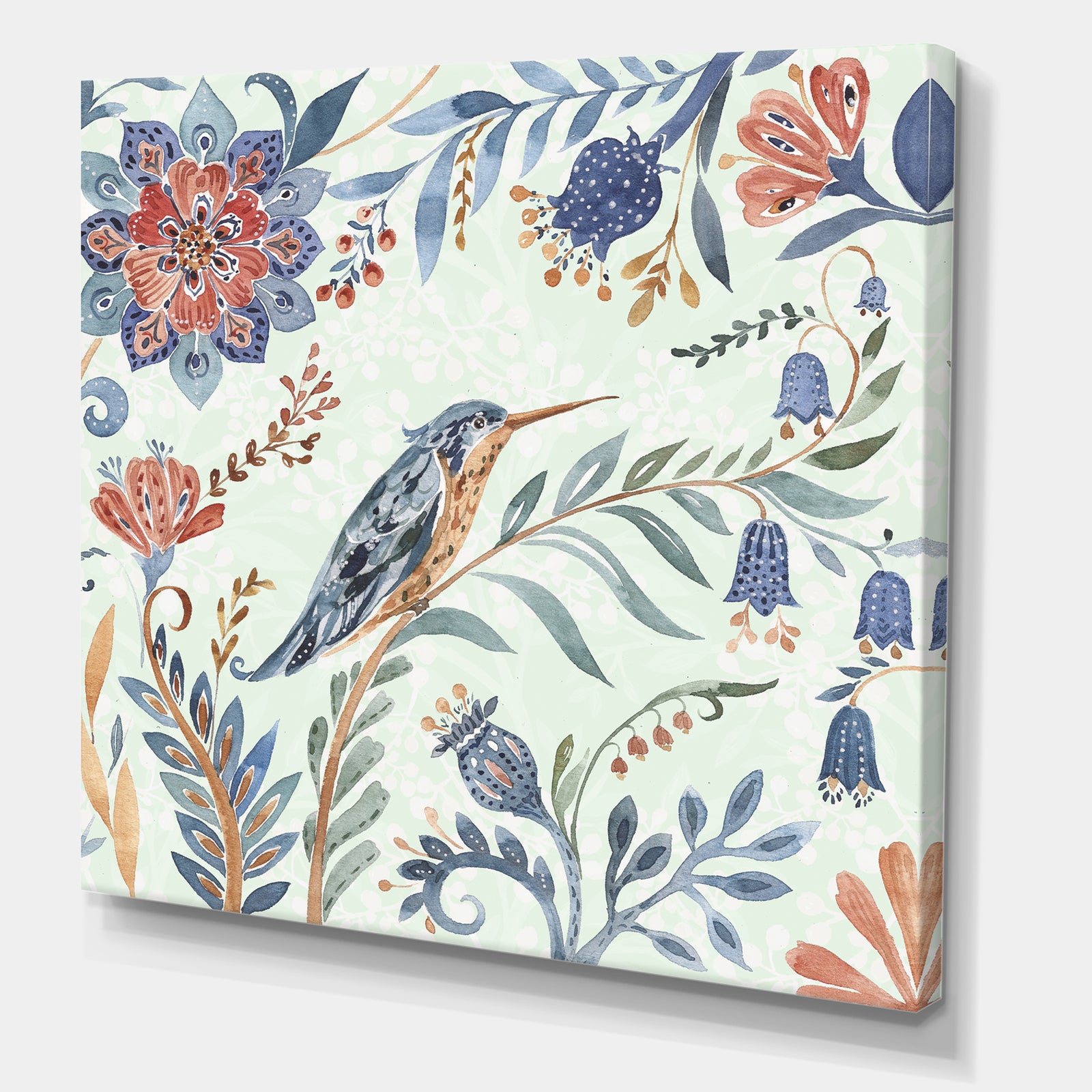 Birds and Flowers IV - Cottage Canvas Artwork