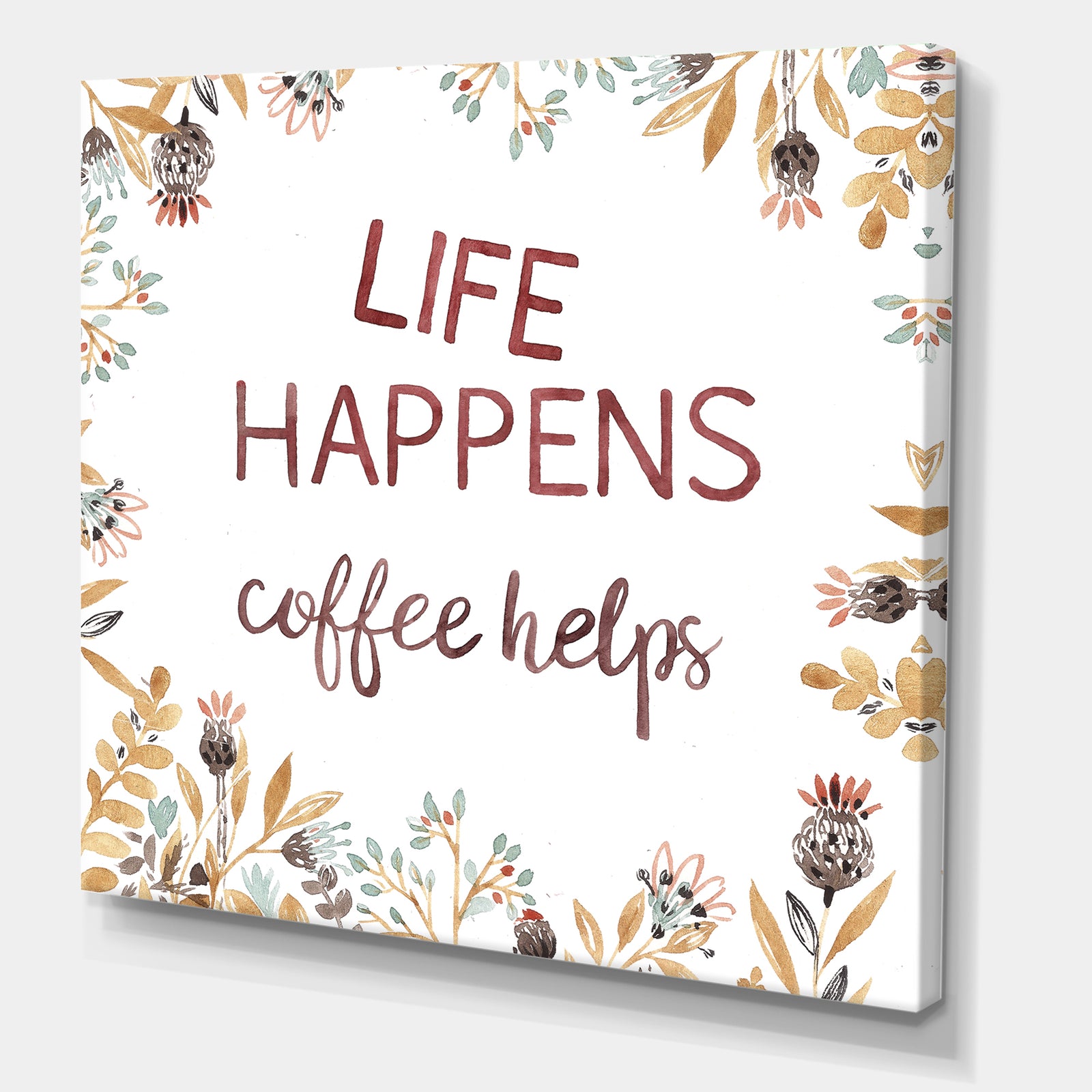Life Happens Coffee Helps - Cottage Premium Canvas Wall Art
