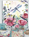 Dragonfly And Red Spring Flowers - Cottage Gallery-wrapped Canvas