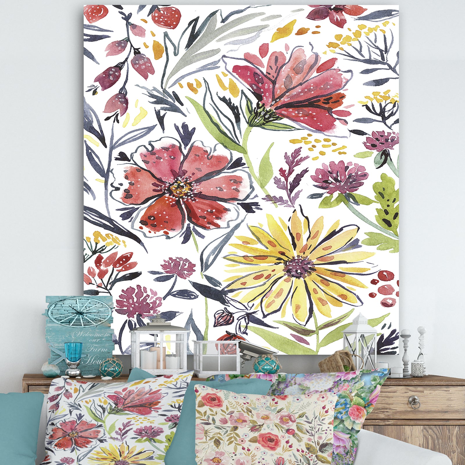 Wildflowers 1 - Cottage Canvas Artwork