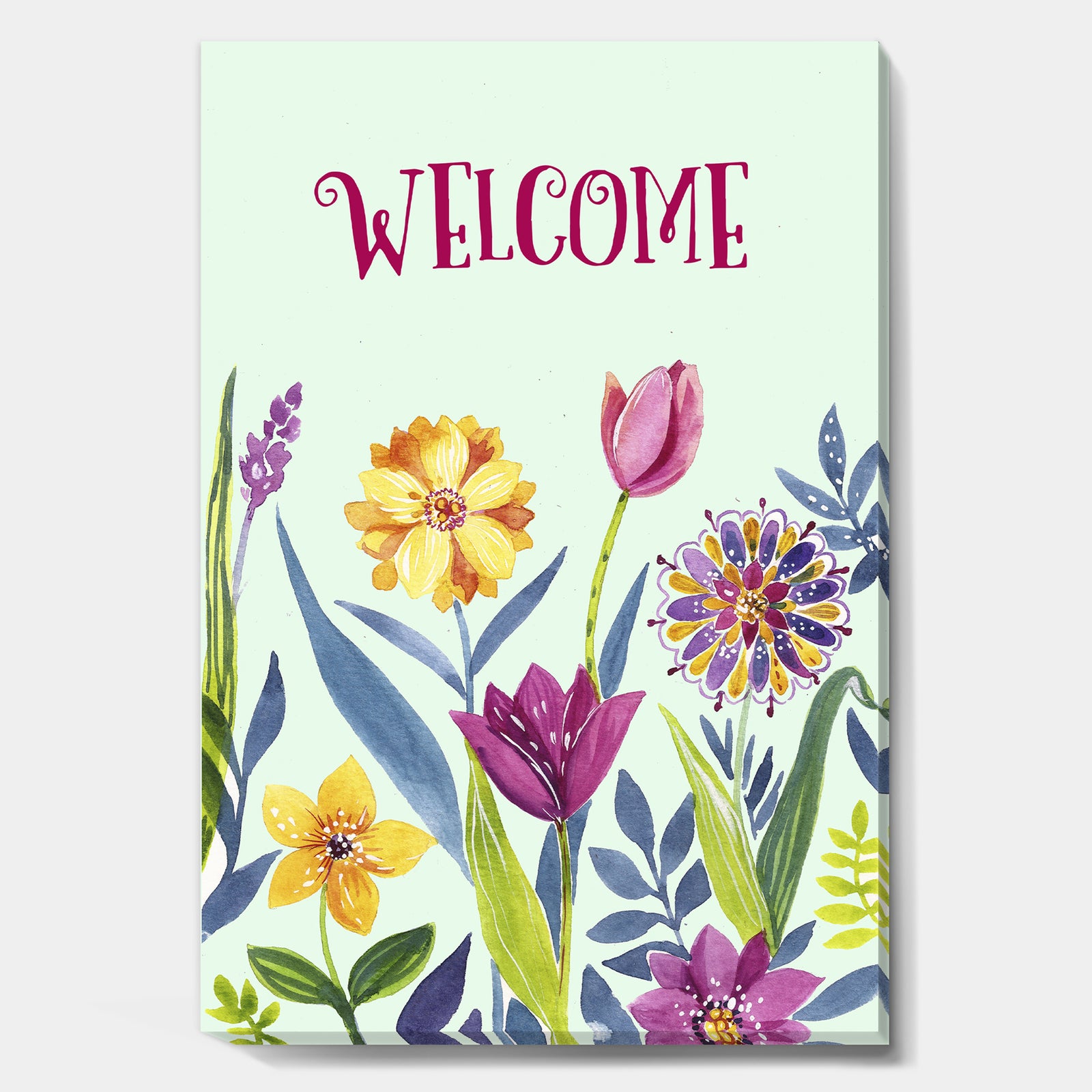 Welcome Flower Quote - Cottage Canvas Art Print