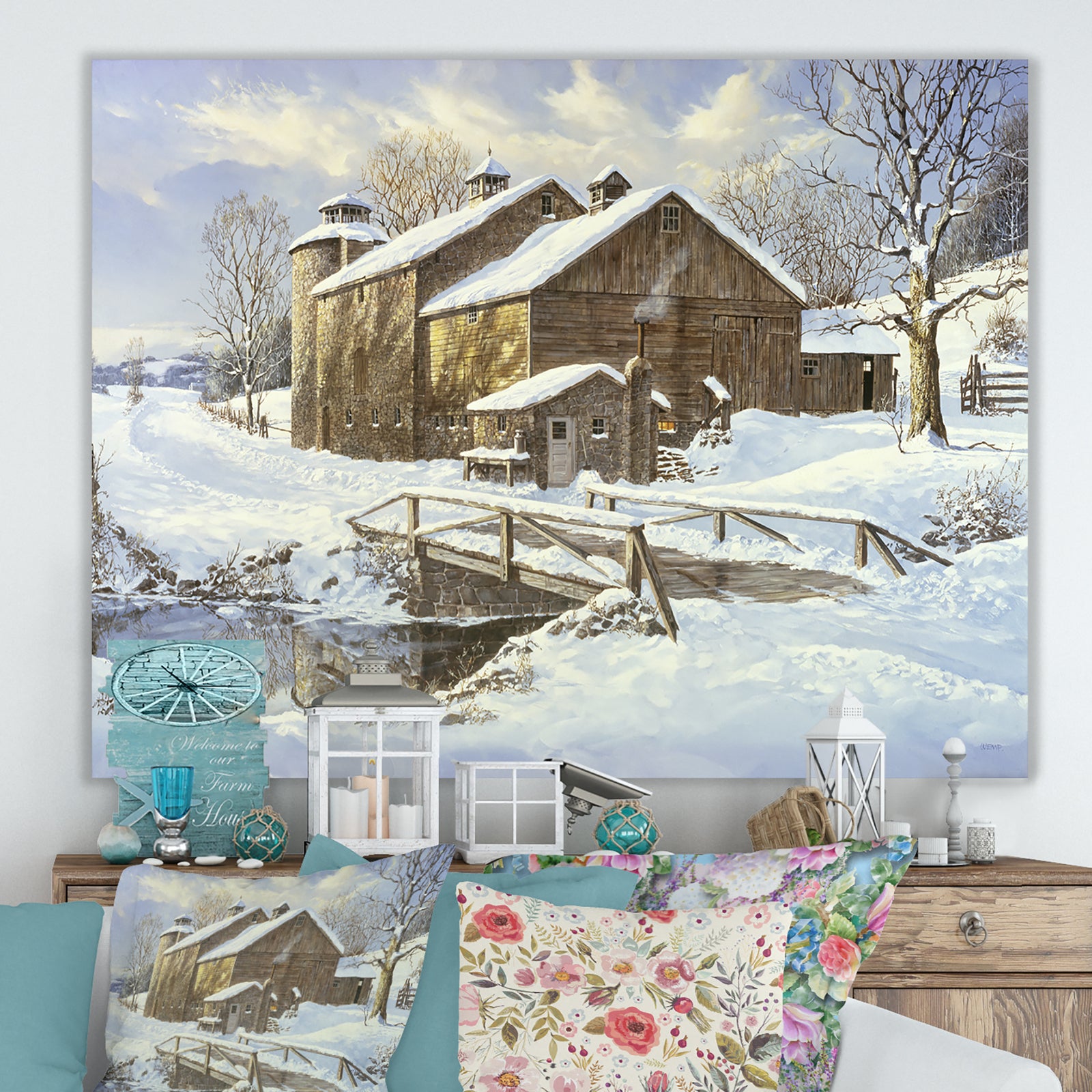 Fresh Snow - Farmhouse Canvas Artwork