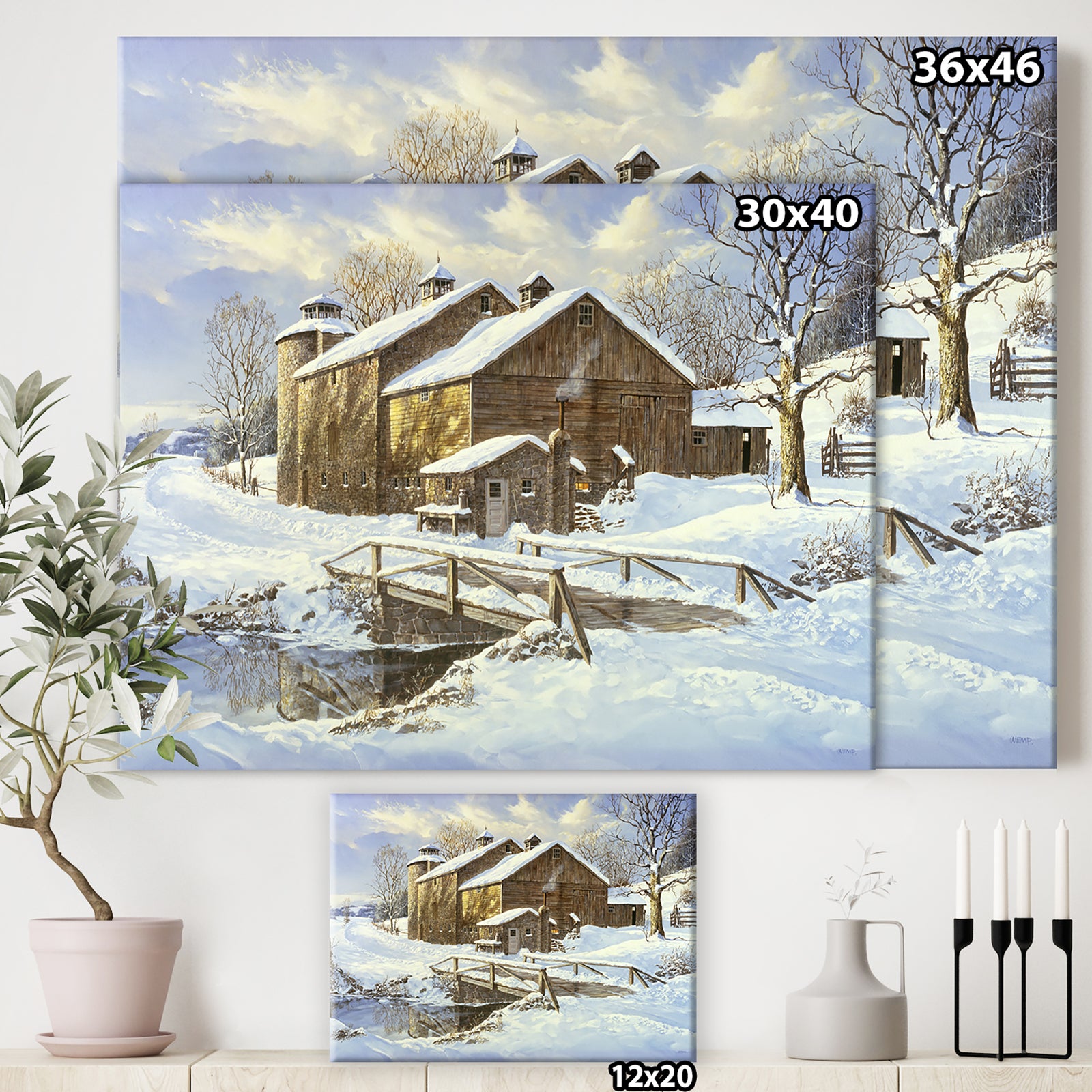 Fresh Snow - Farmhouse Canvas Artwork