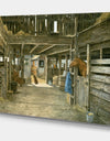 The Horse In The Barn And Dog In Doorway - Farmhouse Premium Canvas Wall Art